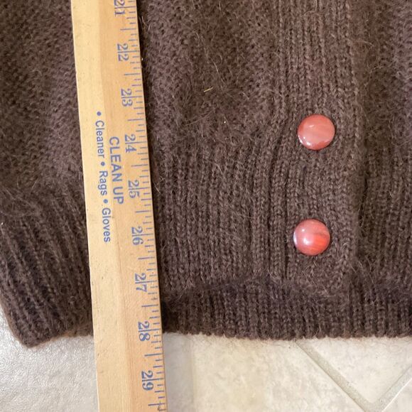 Vintage Cervelle 80s Wool Mohair Cardigan sweater M brown Artsy button up lined - Picture 8 of 12